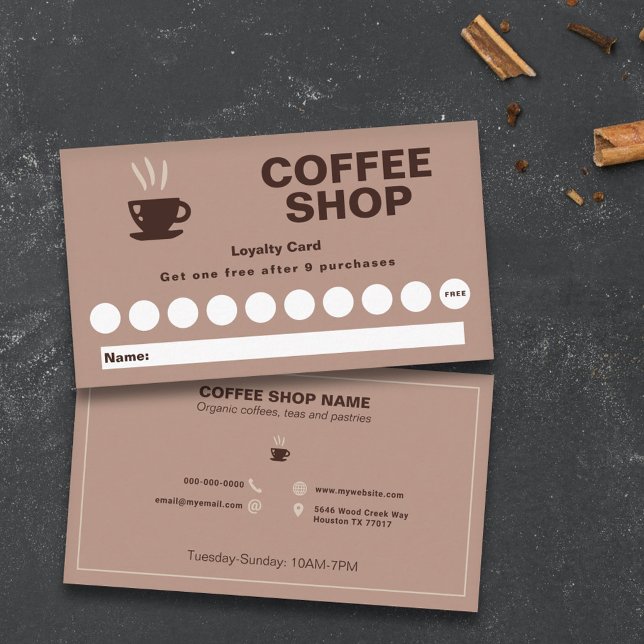 Visita Cartão de Fidelidade para Compro de Café (Coffee Shop Loyalty Card)