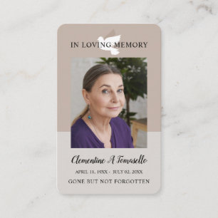 Visita Cartão de Foto com Oração Funerária da Dove