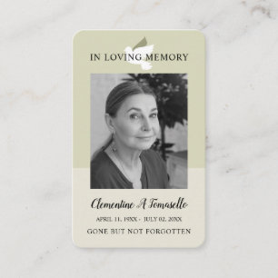 Visita Cartão de Foto com Oração Memorial Fúnebre Dove