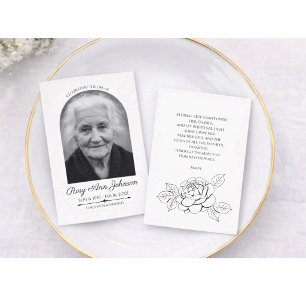 Visita Cartão de Foto de Funeral Personalizado 8,9 cm x 6