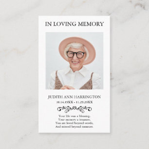 Visita Cartão de Funeral com Foto Memorial Clássica