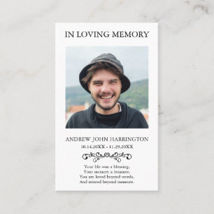 Visita Cartão de Funeral com Foto Memorial Clássica