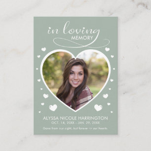 Visita Cartão de Funeral com Foto Memorial Corações