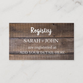 Visita Cartão de Gabinete do Registro Rustic Wood Gift