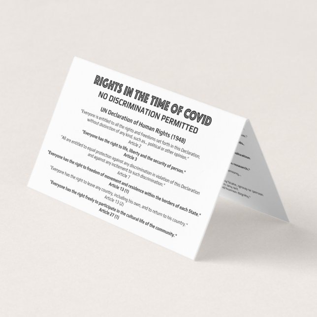 Visita Cartão de Informação sobre Direitos Humanos "Sem D (Frente)