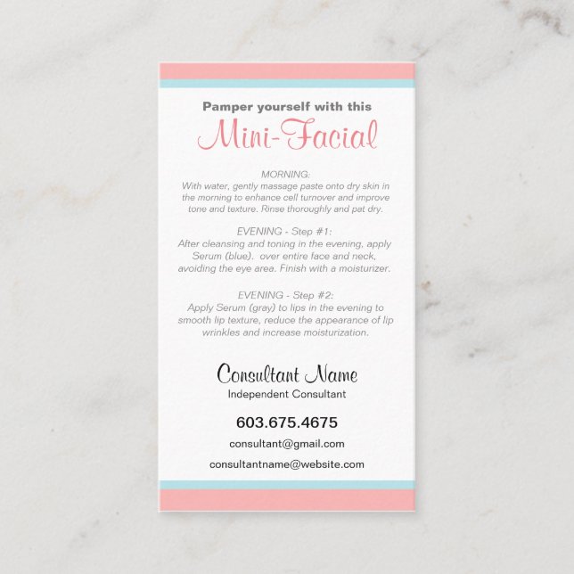 Visita Cartão de instrução Mini-Facial (Frente)