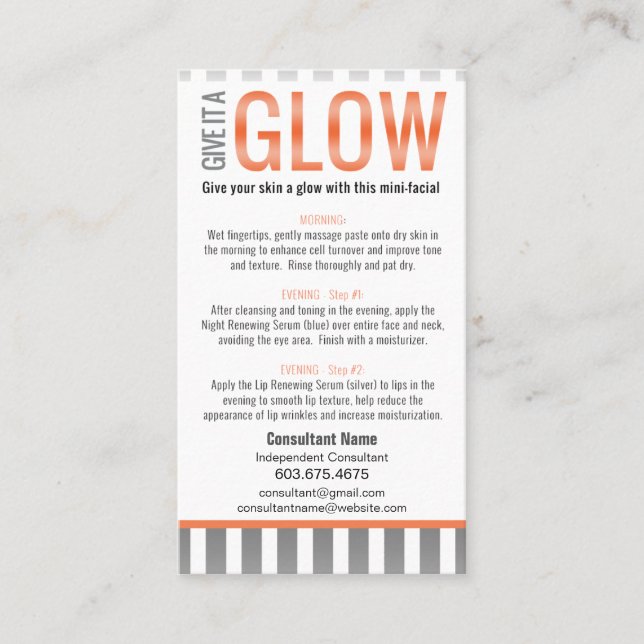 Visita Cartão de instrução Mini-Facial - AME SUA PELE (Frente)