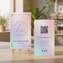 Cartão de Instrutor de Yoga Holográfico com Código