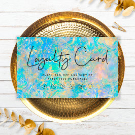 Visita Cartão de Lealdade de Pedra Opal Dourada Elegante 
