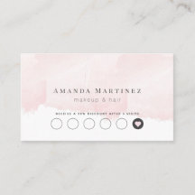 Cartão de Lealdade de Salão de Cores d'Água Rosa E