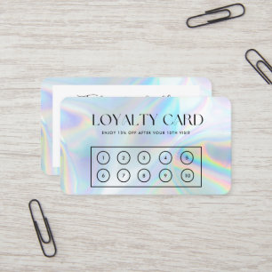 Visita Cartão de Lealdade Elegante Holográfico Faux