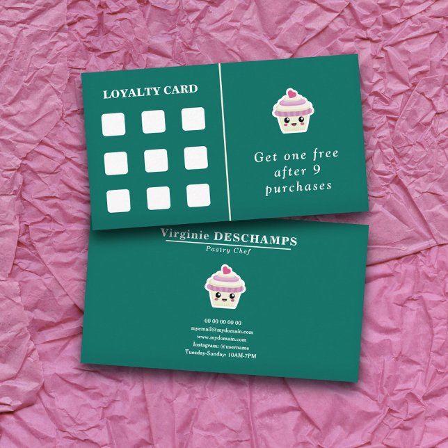 Visita Cartão de Lealdade Kawaii cupcake (Cupcake Kawaii Loyalty Card)