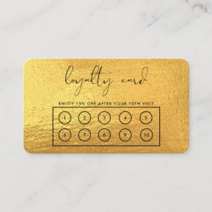 Visita Cartão de Lealdade Personalizado Elegante Dourado