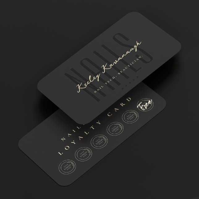 Visita Cartão de Lealdade Preto Punch-Punch, Técnico Arti (Nail Artist Technician Punch Black Loyalty Card
)