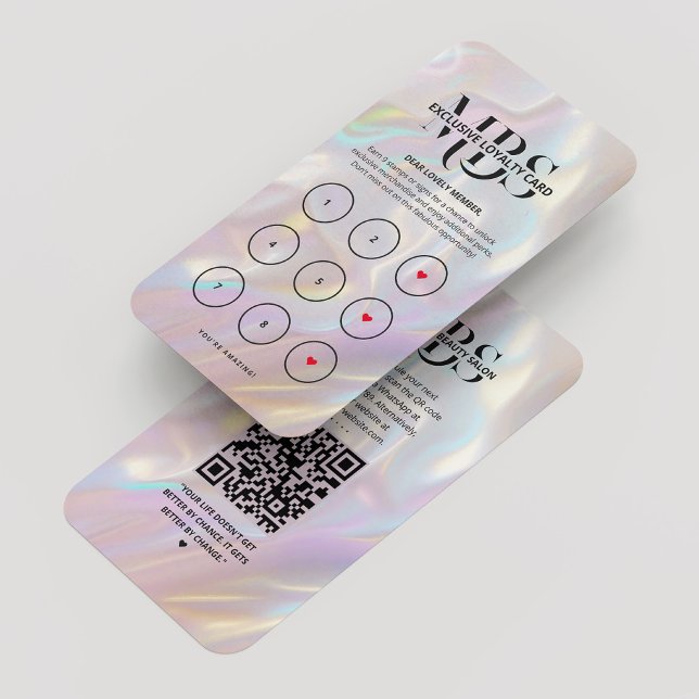 Visita Cartão de Lealdade rosa cor-de-rosa holográfico mo (Modern Holographic Pearl Pink Loyalty Card
)
