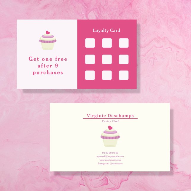 Visita Cartão de Lealdade Rosa-cupcake (Cupcake Pink Loyalty Card)