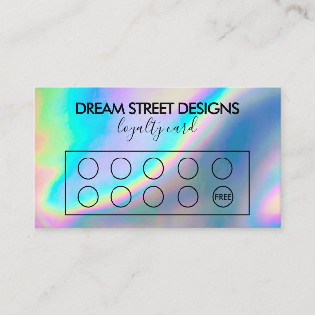 Visita Cartão de Lealdade Verde Faux Holo Personalizado (Frente)