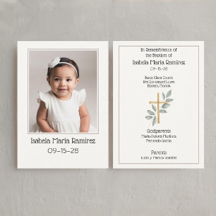 Visita Cartão de lembrança de batismo de bebê menina com 