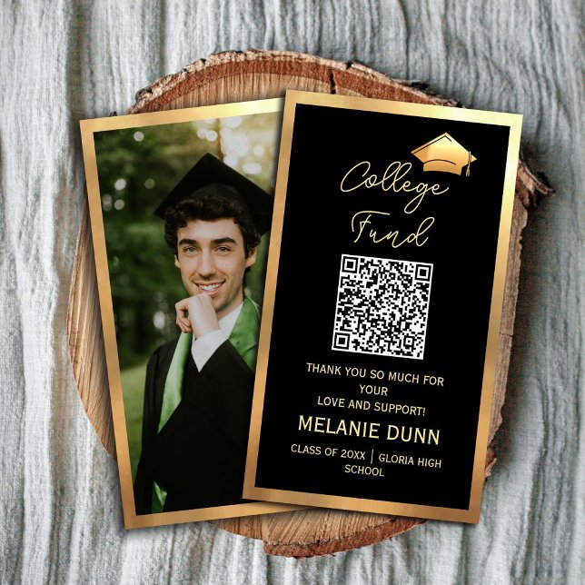 Visita Cartão de licenciatura para fundos universitários (College fund graduation enclosure card #qrcode #collegefund #thankyoucard #classof2025 #zazzlemade)