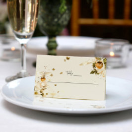 Visita Cartão de lugar de mesa de casamento | Flor silves
