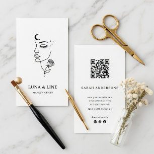 Visita Cartão de Maquiador Minimalista com Código QR