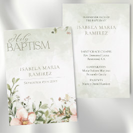 Visita Cartão de memória verde-batismo para flores rosa-p