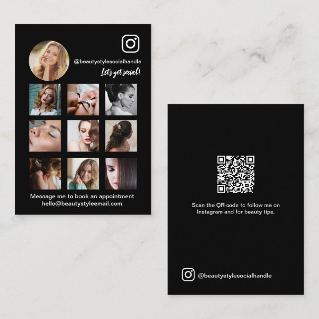 Visita Cartão de Mídia Social Moderna com código QR (Frente/Verso)