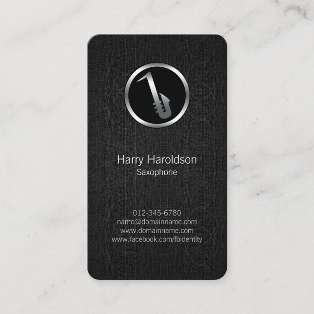 Visita Cartão de negócios de Grunge do Ícone Saxofônico S (Frente)