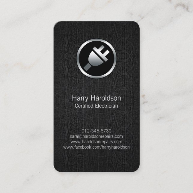 Visita Cartão de negócios Elétrico BlackGrunge de Plug El (Frente)