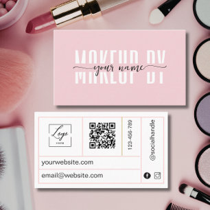 Visita Cartão de Negócios Minimalista Rosa e Branco