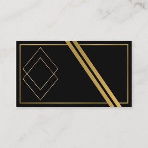 Visita Cartão de Negócios Preto e Dourado de Luxo Art Déc