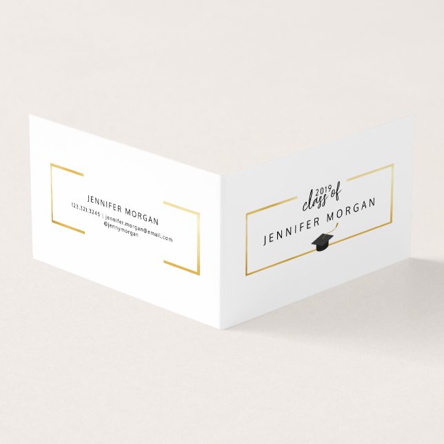 Visita Cartão de Nome Elegante Dourado para Graduação (Exterior)