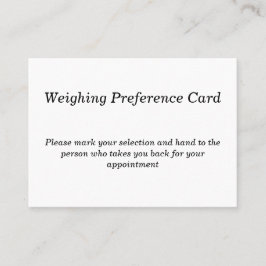 Visita Cartão de opções de pesagem para doentes para gabi