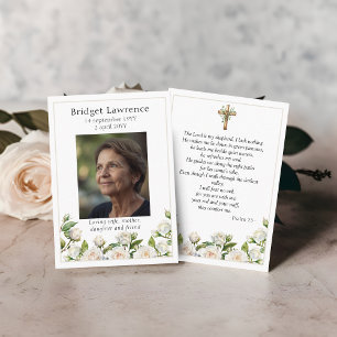 Visita Cartão de Oração com Foto Memorial de Rosas Branca