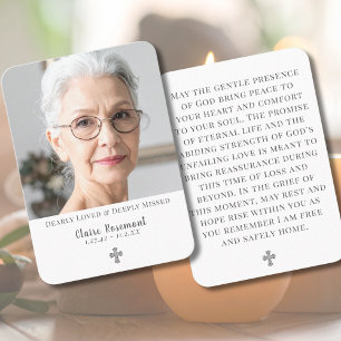 Visita Cartão de Oração da Cruz de Foto de Funeral Minima