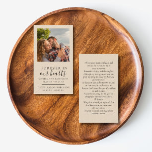 Visita Cartão de Oração de Creme de Foto Funeral de Duplo