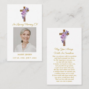 Visita Cartão de Oração de Funeral com Foto de Cruz de Fl