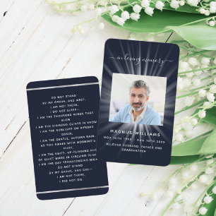 Visita Cartão de oração de funeral com fotografia branca