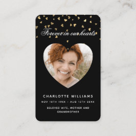 Visita Cartão de oração do funeral de corações em ouro pr