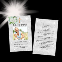 Cartão de oração do funeral de foto branca pratead