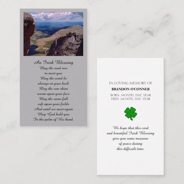 Visita Cartão de Oração Fotográfica Memorial (Frente/Verso)