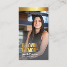 Visita Cartão de Oração Funeral de Foto Dourada e Preta M