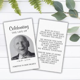 Visita Cartão de Oração Funeral de Foto Elegante