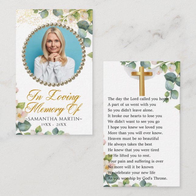 Visita Cartão de Oração Funeral de Foto Eucalyptus Bloom (Frente/Verso)