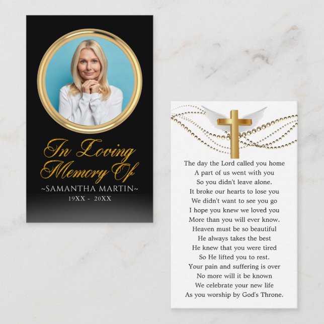 Visita Cartão de Oração Funeral Fotográfico com Quadro Do (Frente/Verso)