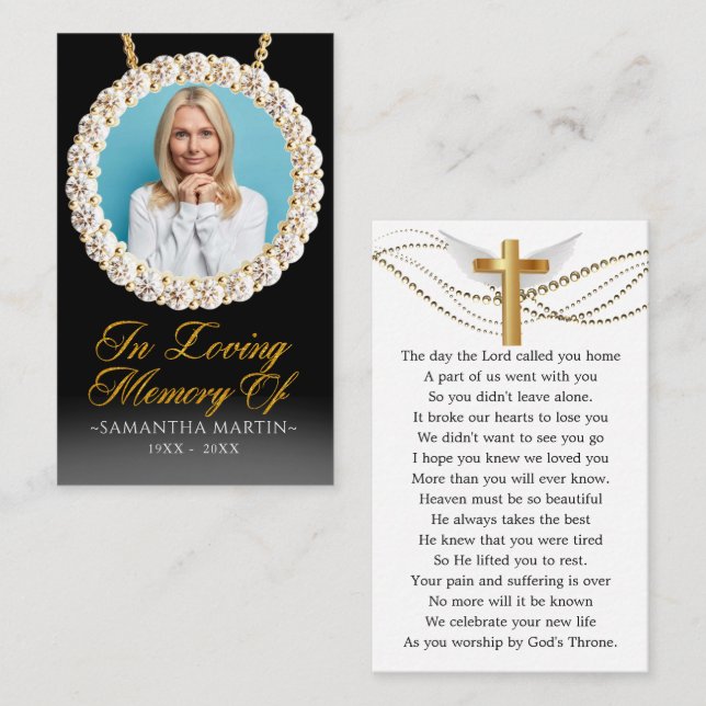 Visita Cartão de Oração Funeral Fotográfico de Ouros Dour (Frente/Verso)