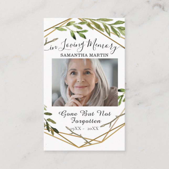 Visita Cartão de Oração Funeral Personalizado de Foto do  (Frente)