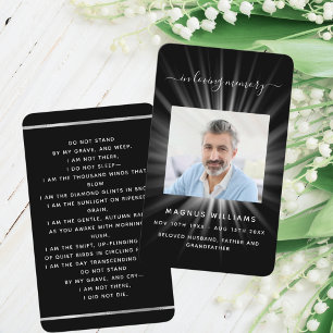 Visita Cartão de oração funerária de foto branca preta
