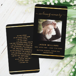 Visita Cartão de oração funerária elegante com foto de ou