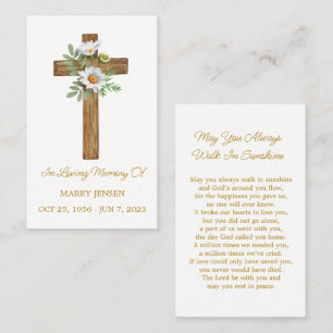 Visita Cartão de Oração Funerária Memorial Daisy Cross